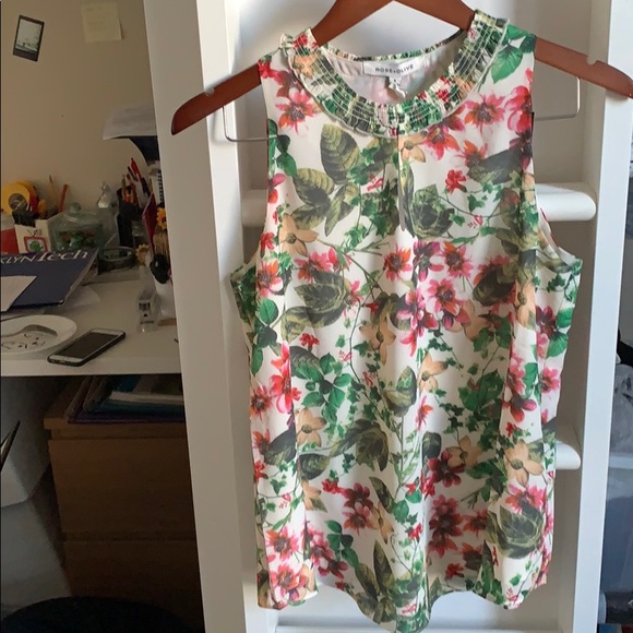 Rose+Olive sleeveless top floral print size S - Picture 1 of 4